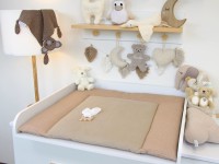 Wickeltischauflage - Waffelpique camel / Baumwollfleece dunkelbeige