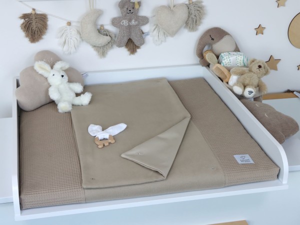 Wickelauflage mit Inlett - Waffelpique dunkelbeige / Baumwollfleece dunkelbeige