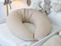 Stillkissen XXL 190cm Waffelpique Beige personalisiert handgefertigt Deutschland