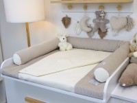2-er SET - Wickelauflage mit Inlett, Bettschlange - Cord hellbeige / Baumwollfleece creme
