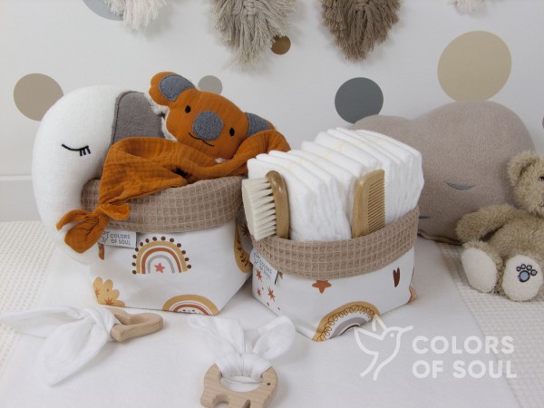 Utensilo - Baby boho Regenbogen / Waffelpique camel