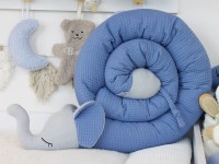 Bettschlange Elefant - Waffelpique blau