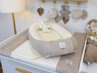 2-er SET - Wickelauflage mit Inlett, Babynestchen - Cord hellbeige / Baumwollfleece creme