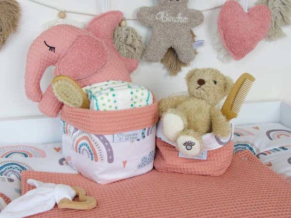 Utensilo Set - pastell Regenbogen und Herzen / Waffelpique blush