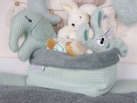 Stoffkörbchen Wickeltisch - Frottee dusty altmint / Waffelpique hellmint