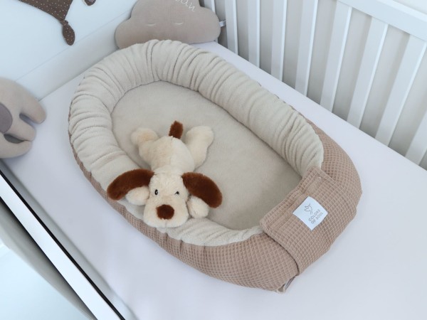 Babynestchen - Waffelpique camel / Baumwollfleece beige