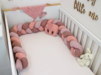 Bettumrandung geflochten: Waffelpique blush, altrosa, alte malve