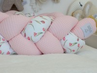 Bettschlange geflochten - Tulpen / Waffelpique hellrosa