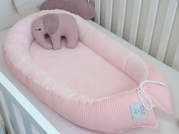 Babynestchen - Waffelpique hellrosa / Frottee hellrosa