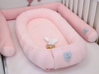 Babynestchen Set hellrosa - Nestchen und Bettschlange - Waffelpique / Frottee