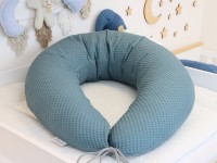 XXL Stillkissen aus Waffelpique in Dusty Altmint auf Wickelauflage – handgemachtes Schwangerschafts- und Stillkissen