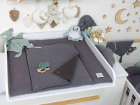 Wickelauflage Waffelpique steingrau / Baumwollfleece grau