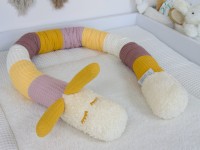 Stubenwagenschlange Waffelpique - altrosa, hellgelb, creme, alte malve, gelb