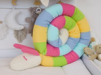 Bettschnecke personalisiert: Waffelpique - hellgelb, grün, pink, hellblau, blau