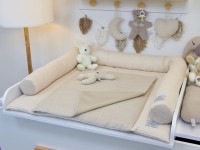 2-er SET - Wickelauflage, Bettschlange - Waffelpique hellbeige / Baumwollfleece beige