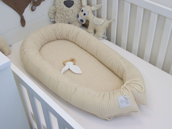 Babynestchen - Waffelpique light sand / Frottee light sand