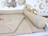 2er SET Wickelauflage und Bettschlange beige - handgefertigte Baby-Erstausstattung aus Waffelpique und Frottee, ÖkoTex-zertifiziert