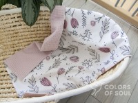 Babydecke - abstrakt pastell Tulpen / Waffelpique altrosa