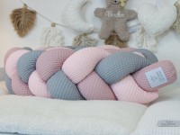 Geflochtene Bettschlange: Waffelpique hellrosa, altrosa, grau
