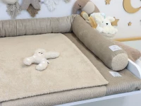 Wickelauflage mit Bezug und klassischer Bettschlange aus Cord Beige und Frottee Beige