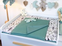 Wickelauflage Waldfreunde / Waffelpique altgrün