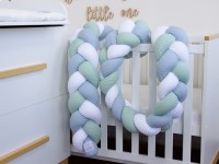 Geflochtene Bettumrandung: Waffelpique weiß, hellmint, hellblau