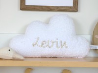 Personalisierte Wolkenkissen aus Frottee in Weiß – handgefertigt, edel & klassisch schön