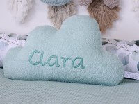 Personalisierte Wolkenkissen aus Frottee in Pastellmint – handgefertigt & weich