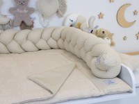 Wickelauflage mit geflochtener Umrandung - Waffelpique light sand / Frottee light sand