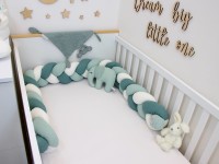 Wickeltischumrandung geflochten: Waffelpique creme, hellmint, altgrün