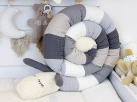 Puckschnecke personalisiert: Waffelpique hellgrau, creme, grau, beige, steingrau