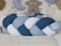 Geflochtene Bettschlange: Waffelpique weiß, hellblau, jeansblau