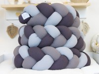 Bettschlange geflochten grau: Waffelpique hellgrau, steingrau, dunkelgrau