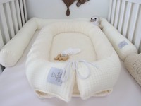Babynestchen Set creme - Nestchen und Bettschlange - Waffelpique / Frottee creme