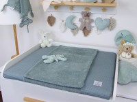Handgemachte Wickelauflage aus Waffelpique Dusty Altmint & Frottee Dusty Altmint