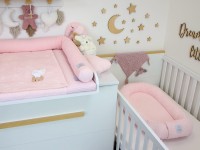 Wickelauflage Set mit Bettschlange und Babynestchen (Inlett) - Waffelpique / Frottee - hellrosa