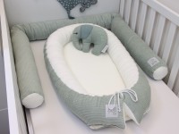 2er Sparset Babynestchen und Bettschlange Cord Mint Creme