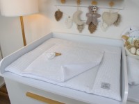 Wickelauflage - Waffelpique weiß / Frottee weiß