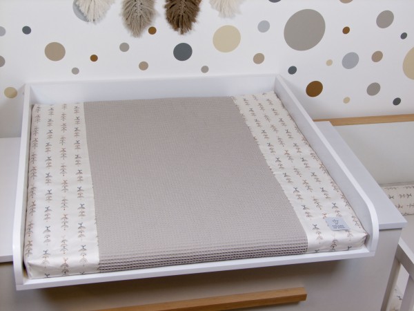 Wickelauflage mit Inlett - Mobile Regenbogen / Waffelpique beige