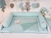 Wickelauflage mit Umrandung - Waffelpique pastellmint / Frottee pastellmint