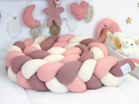 Handgefertigte Bettschlange Waffelpique in Alte Malve, Hellbeige und Blush mit Colors of Soul Label