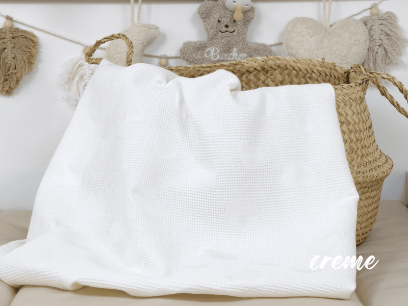 Waffelpique Herzen creme