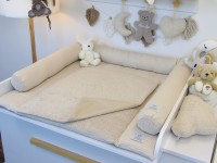 Wickelauflage mit Umrandung - Waffelpique natur / Frottee natur