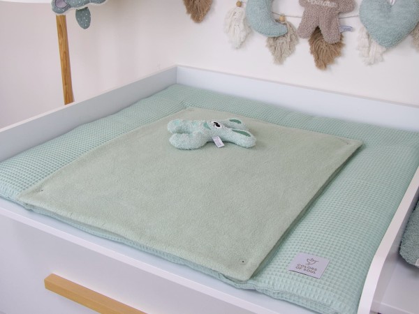 Wickelauflage Waffelpique hellmint / Baumwollfleece hellmint