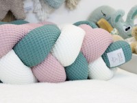 Geflochtene Wickeltischumrandung - Waffelpique creme, altrosa, altgrün