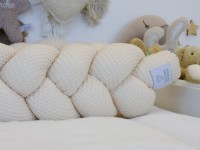 Geflochtene Bettschlange: Waffelpique hellbeige