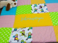 Patchwork Krabbeldecke bunt "Kunterbunt" - Papagei