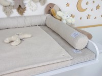 Wickelauflage Set mit Bettschlange Cord hellbeige / Baumwollfleece hellbeige (Inlett)