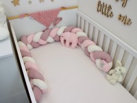 Geflochtene Bettumrandung: Waffelpique creme, hellrosa, altrosa