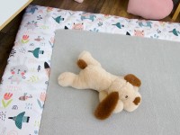 Krabbeldecke personalisiert - pastell Waldtiere / Baumollfleece hellgrau